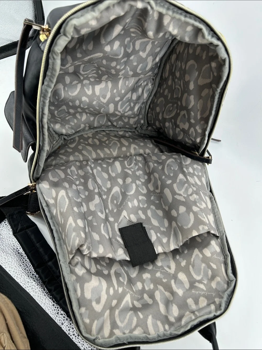 Aimee Kestenberg Baby Backpack Rome Black Nylon Backpack Gold Zipper
